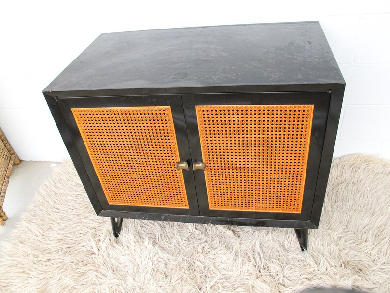 Midcentury Entry Cabinet with Cane Doors image 3