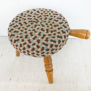 Japanese Milk Stool with Woven Rug Cover image 3