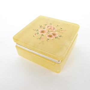 Italian Alabaster Box with Cherry Blossom Design Made in Italy image 1