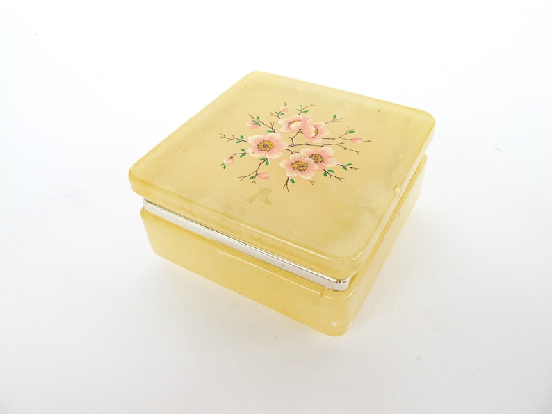 Italian Alabaster Box with Cherry Blossom Design Made in Italy image 1