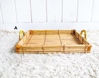 Bamboo and Rattan Storage Basket Tray (Sold Separately)