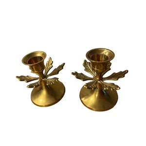 Brass Holly Holiday Leaf Candle Holders Sold Individually image 8