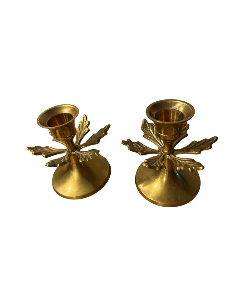 Brass Holly Holiday Leaf Candle Holders Sold Individually image 8