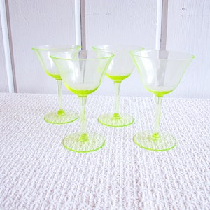 Vaseline Champagne Cocktail Wine Glasses 2 Sets of Four Glasses Available and Sold Separately image 2