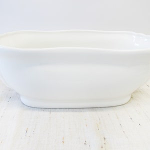 Large Italian White Ceramic Serving Bowl with Lions Heads image 8