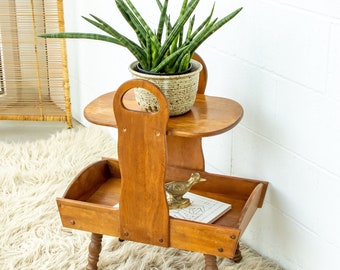 Wood Side Table Shelf Organizer