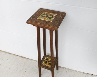 Mexican Tile and WoodTwo-Tier Plant Stand Table