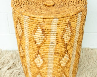 Woven Storage Wicker Basket Hamper with Lid