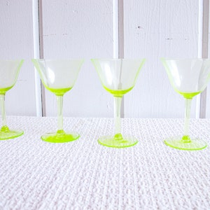 Vaseline Champagne Cocktail Wine Glasses 2 Sets of Four Glasses Available and Sold Separately image 1