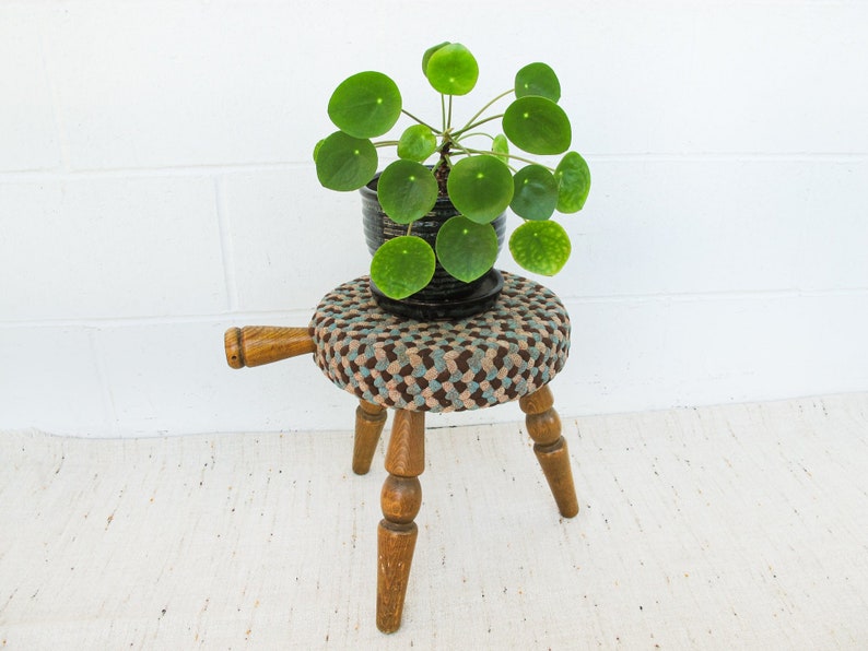 Japanese Milk Stool with Woven Rug Cover image 10