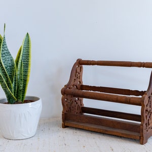 Teak Magazine Storage Rack image 1