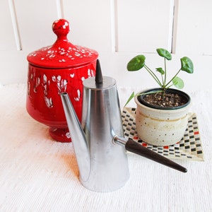 Midcentury Italian Stainless Steel Tea Coffee Pot with Rosewood Handles image 10