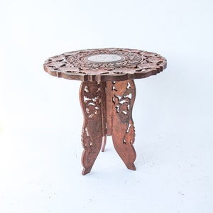 Teak Wood Plant Stand Table with Inlay Made in India image 7
