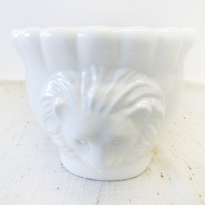 Large Italian White Ceramic Serving Bowl with Lions Heads image 7