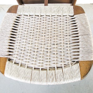 Hans Wegner Style Mid-Centry Valet Chair with Woven Storage Bench Seat image 2