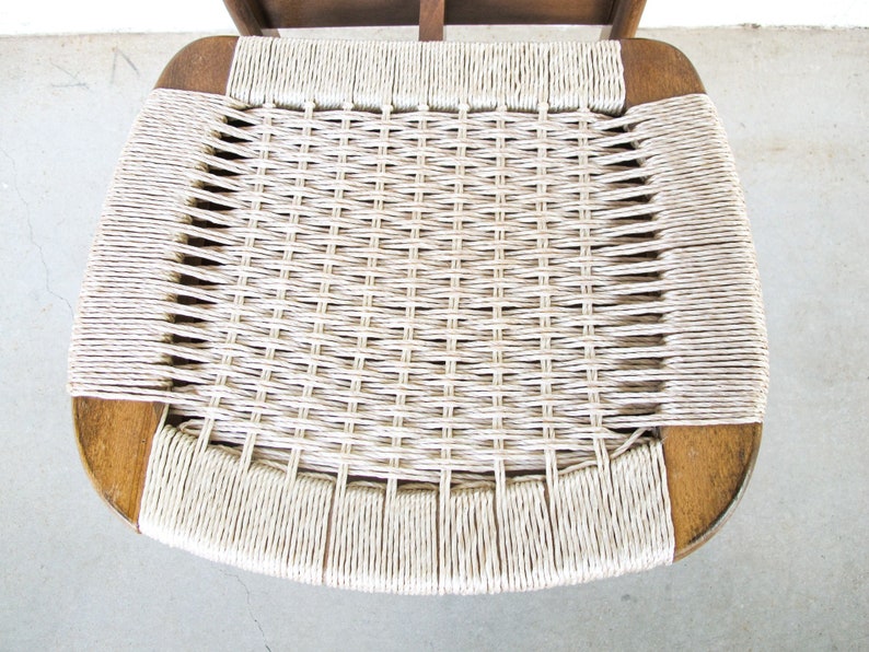 Hans Wegner Style Mid-Centry Valet Chair with Woven Storage Bench Seat image 2