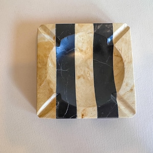 Stone Black and White Stripe Ashtray
