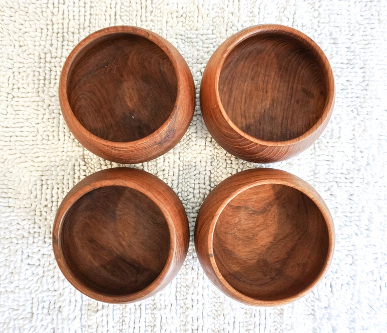 Teak Wood Salad Bowl Set of Five Etsy