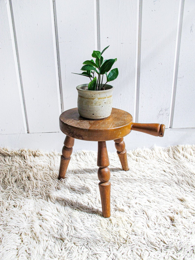 Wood Stool Plant Stand Made in Japan image 2