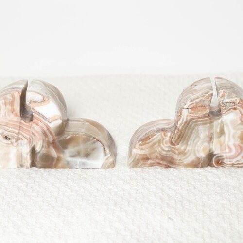 Set of 2 shops Pink Marbled Onyx Bookends