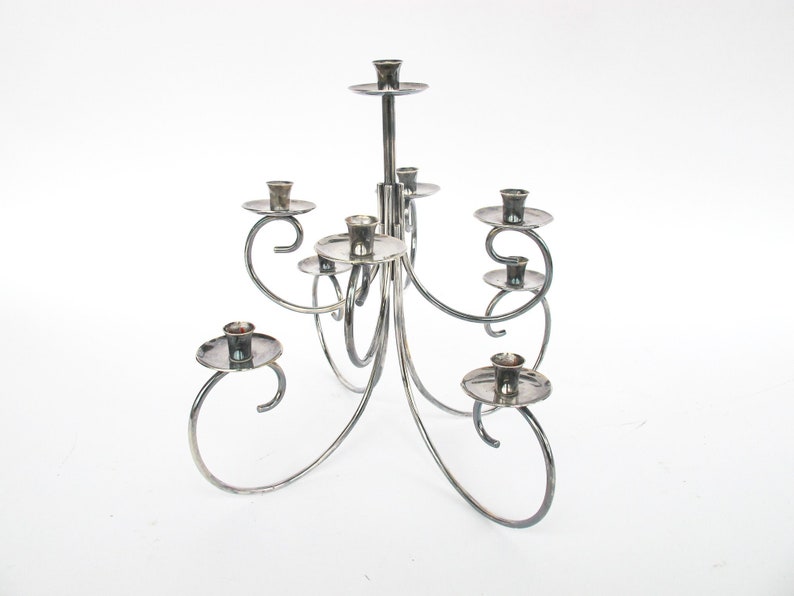 Midcentury Ghorman Silver Candelabra Tree Metal Candle Holder image 3