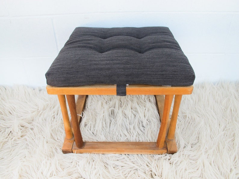 Japanese Quilt Warmer Stool Footrest Ottoman with Charcoal Cushion image 3