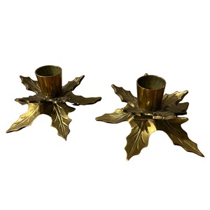 Brass Holly Holiday Leaf Candle Holders Sold Individually image 6