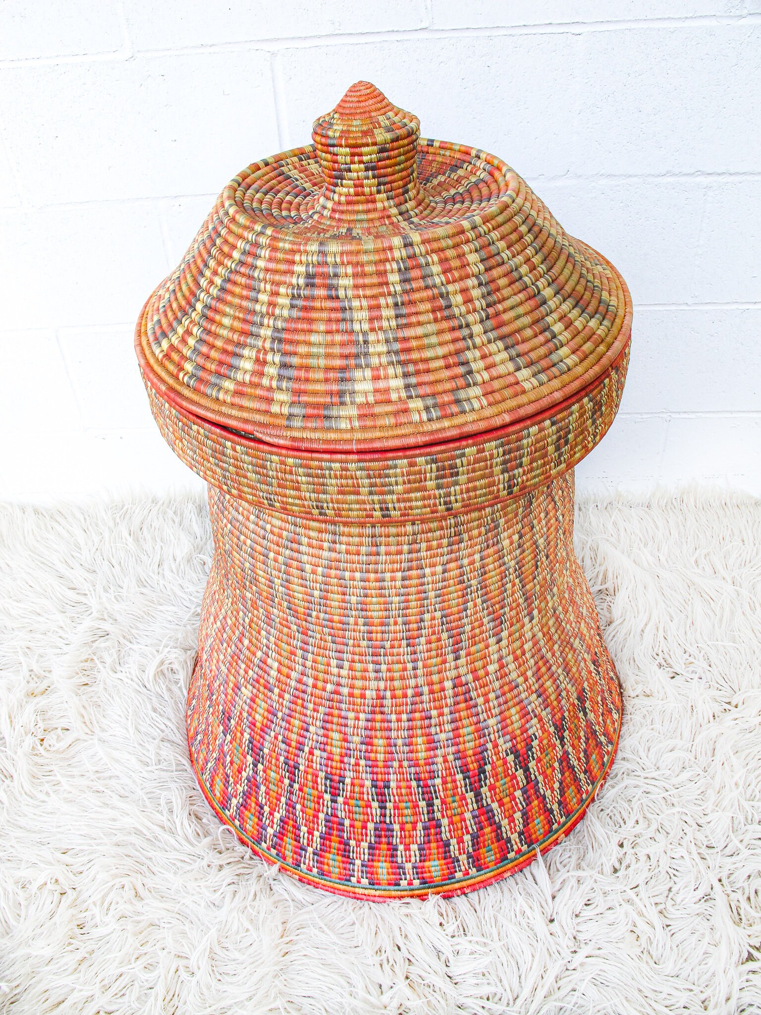 Gigantic Vintage Woven Tribal Ethiopian Mesob Basket Table Etsy