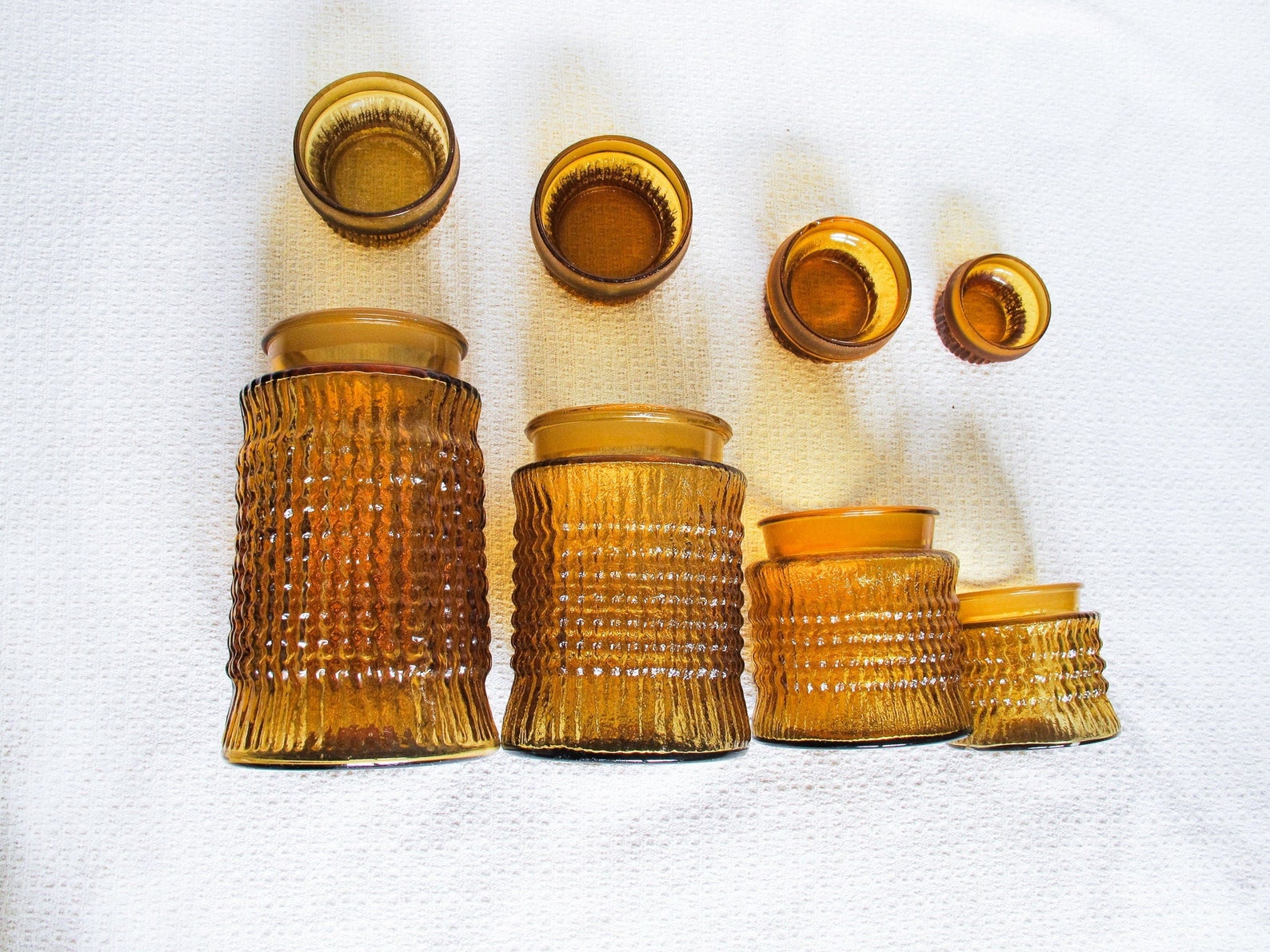 Amber Glass Kitchen Canister Set of Four Etsy