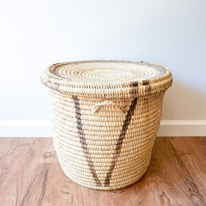 Woven Tribal African Basket with Lid Large image 2