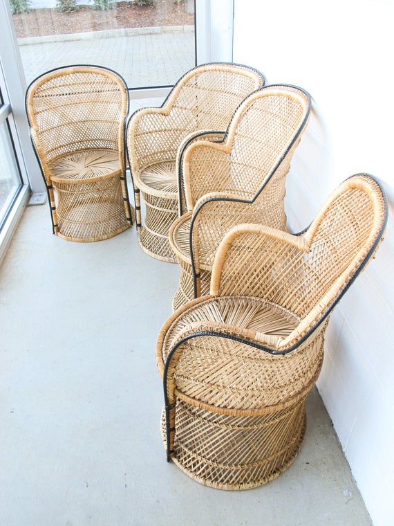 Vintage Bohemian Peacock Woven Barrel Chairs sold Separately Etsy