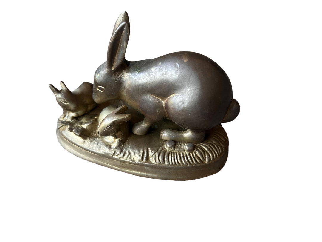 Vintage Brass Bunny Rabbit With Babies Sculpture Figure - Etsy