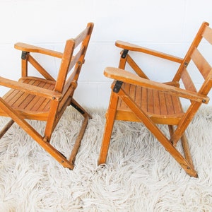 Childrens Kids Slatted Wood Folding Chairs Set of Two image 6