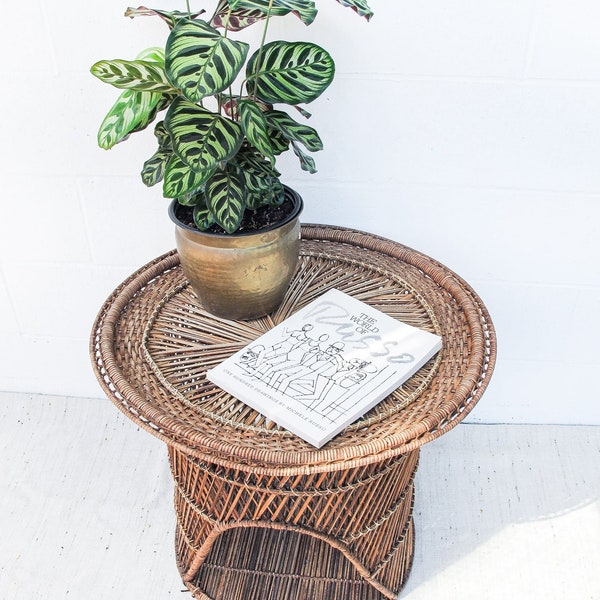 Rattan Side Table Etsy