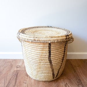 Woven Tribal African Basket with Lid Large image 1