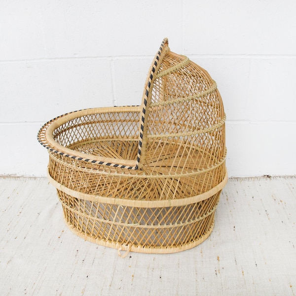 Vintage Wicker Doll Bassinet or Dog Bed