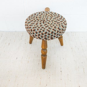 Japanese Milk Stool with Woven Rug Cover image 4