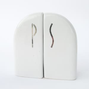 Art Deco Salt and Pepper Shakers White Ceramic image 1