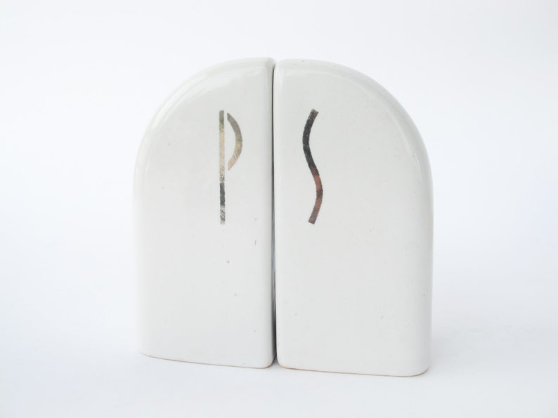 Art Deco Salt and Pepper Shakers White Ceramic image 1