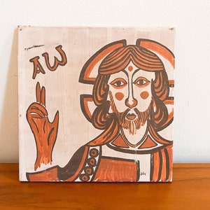 Jesus Religious Painted  Terracotta Tile Art