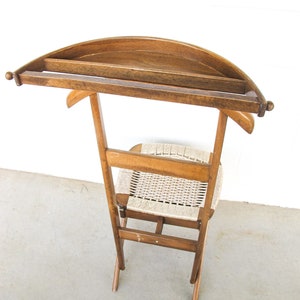 Hans Wegner Style Mid-Centry Valet Chair with Woven Storage Bench Seat image 5