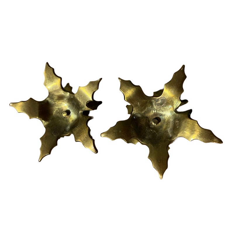 Brass Holly Holiday Leaf Candle Holders Sold Individually image 4