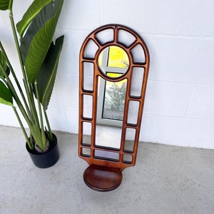 1980s Pine Wood Framed Mirror with Shelf