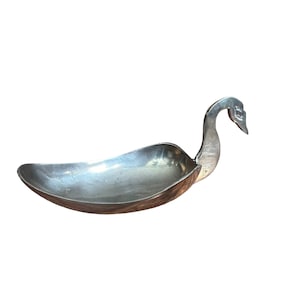 Vintage Brass Swan Dish Jewelry Holder