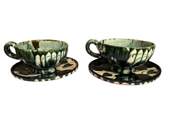 Vintage Terracotta Ceramic Cup and Saucer Set