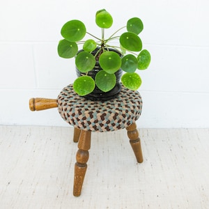 Japanese Milk Stool with Woven Rug Cover image 1