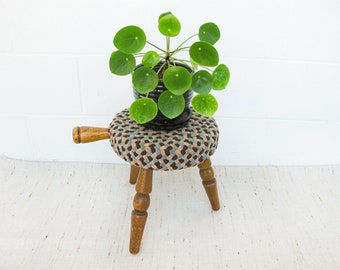 Japanese Milk Stool with Woven Rug Cover