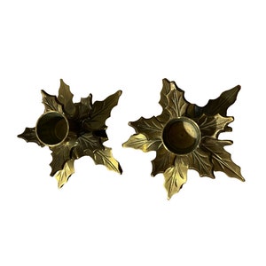 Brass Holly Holiday Leaf Candle Holders Sold Individually image 5