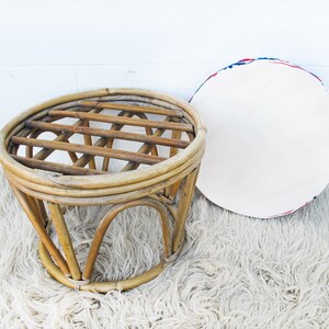 Bentwood Bamboo Stool Ottoman with Suzani Cushion image 4