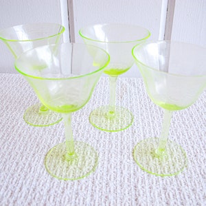 Vaseline Champagne Cocktail Wine Glasses 2 Sets of Four Glasses Available and Sold Separately image 3